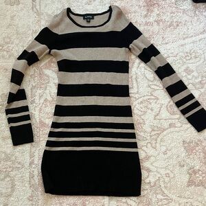 A. Byer Black and Tan Striped Dress